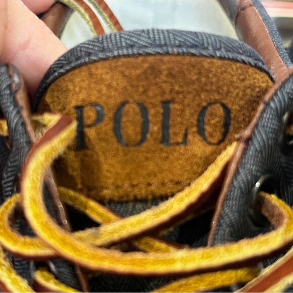 Polo Ralph Lauren Mens Navy Herringbone leather laces Size 8 - Picture 5 of 15